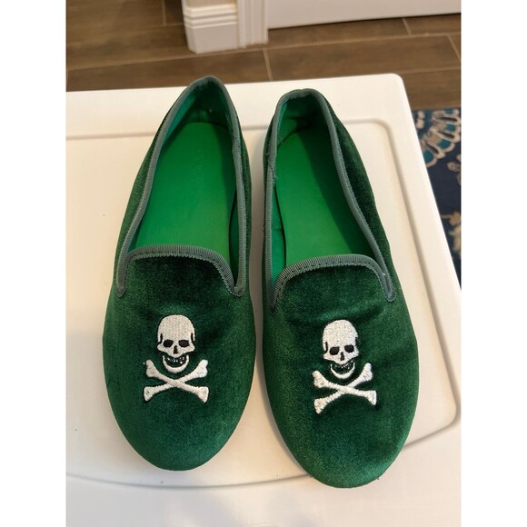 Kids' embroidered-skull velvet slip-on shoes - Picture 4 of 9